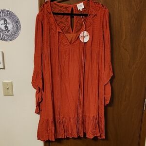 Anthropologie Rust Midi Dress